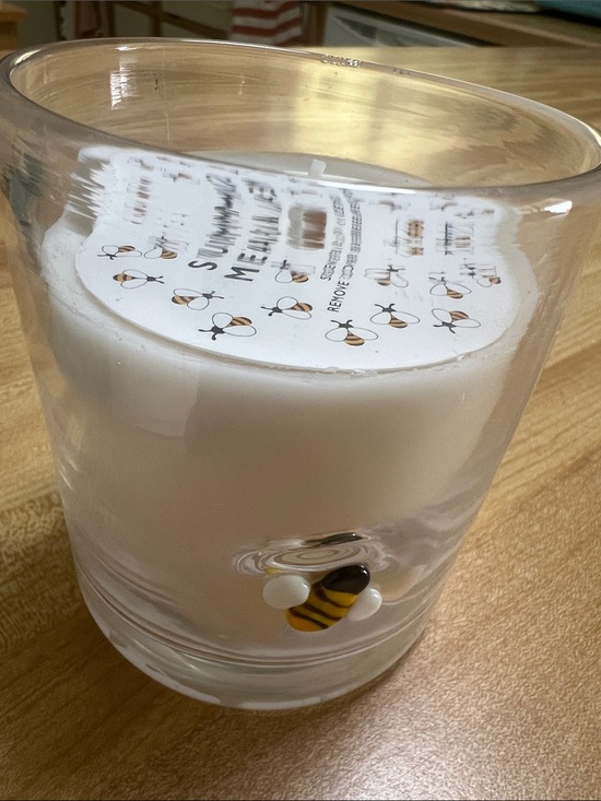 Summer Meadow scented BEE Candle Collection Other - #2683* “4x4” Bee Accent White Glass Candle